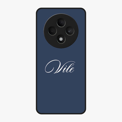 Blue Background Personalized Custom Name Glass Case showing flat back view with minimal blue background and custom name design.