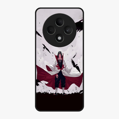 Crimson Crow Ascension Glass Case showing flat back view with mystical crow artwork and glossy glass finish.