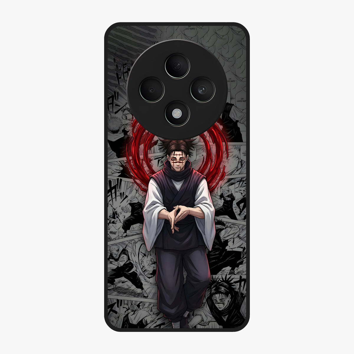Cursed Ritual Ascension Glass Case showing flat back view with dark ritual themed artwork and glossy glass finish.