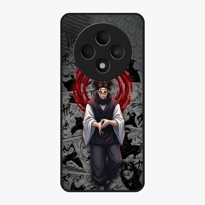 Cursed Ritual Ascension Glass Case showing flat back view with dark ritual themed artwork and glossy glass finish.