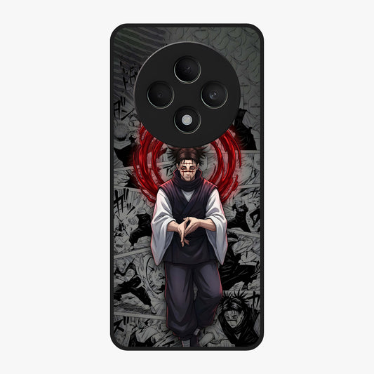 Cursed Ritual Ascension Glass Case showing flat back view with dark ritual themed artwork and glossy glass finish.