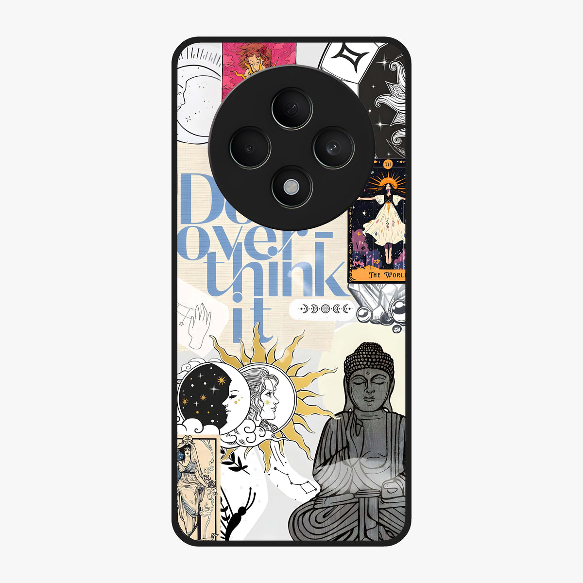 Ethereal Thoughts Glass Case showing flat back view with dreamy artistic artwork and glossy glass finish.