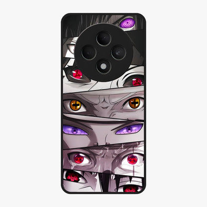 Eyes of Destiny Glass Case showing flat back view with striking eye themed artwork and glossy glass finish.