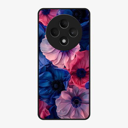 Flower Paper Art Pattern Glass Case showing flat back view with paper cut style floral artwork and glossy glass finish.
