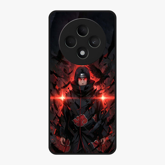 Focused Blade Discipline Glass Case showing flat back view with warrior sword themed artwork and glossy glass finish.