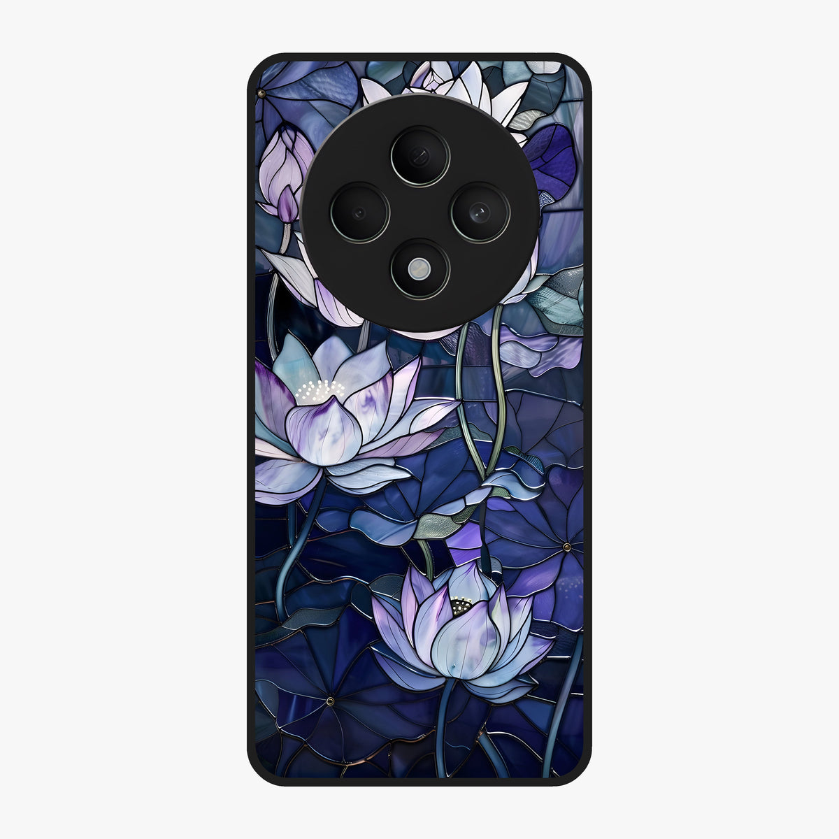 Gloss Petal Rush Glass Case showing flat back view with glossy flower petal artwork and smooth glass finish.