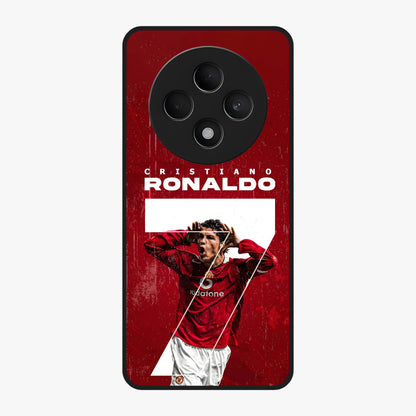 Goal Celebration Legacy Glass Case showing flat back view with football celebration inspired artwork and glossy glass finish.