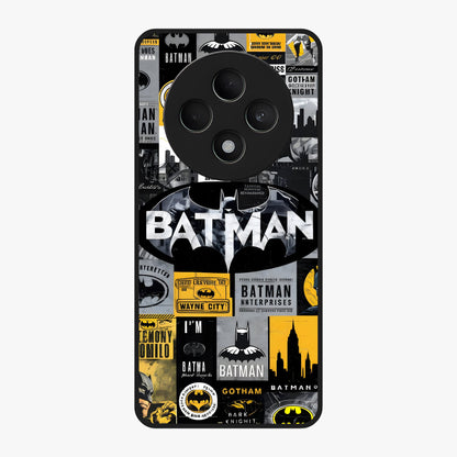 Knight Gotham Rise Glass Case showing flat back view with dark hero inspired artwork and glossy glass finish.
