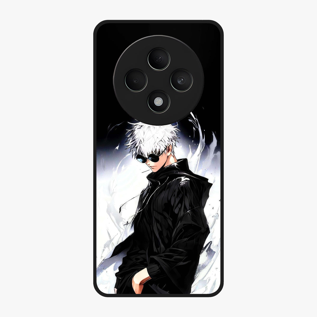 Limitless Shadow King Glass Case showing flat back view with powerful shadow warrior artwork and glossy glass finish.