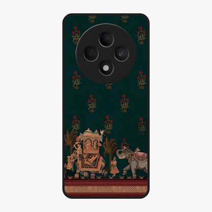 Macmerise Glass Case showing flat back view with stylish modern artwork and glossy glass finish.