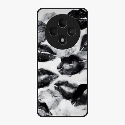 Midnight Kiss Marks Glass Case showing flat back view with lipstick kiss mark artwork and glossy glass finish.