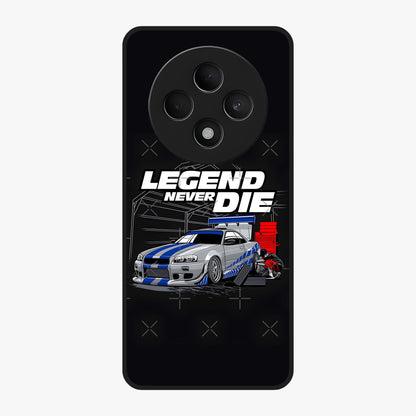 Midnight Racing Legacy Glass Case showing flat back view with sleek racing inspired artwork and glossy glass finish.