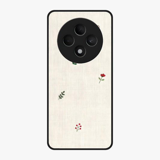Minimal Petal Whispers Glass Case showing flat back view with soft minimal floral artwork and glossy glass finish.