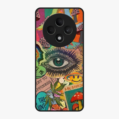 Mystic Eye Wonderland Glass Case showing flat back view with mystical eye themed artwork and glossy glass finish.