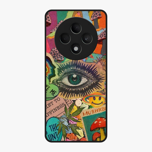 Mystic Eye Wonderland Glass Case showing flat back view with mystical eye themed artwork and glossy glass finish.