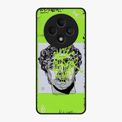 Neo Graffiti Rebellion Glass Case showing flat back view with vibrant graffiti artwork and glossy glass finish.