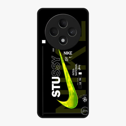 Neon Street Edition Glass Case showing flat back view with neon street style artwork and glossy glass finish.