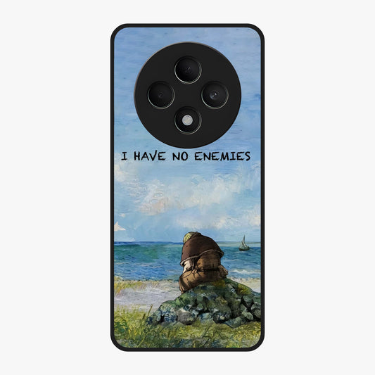 Peace Beyond War Glass Case showing flat back view with symbolic peace themed artwork and glossy glass finish.