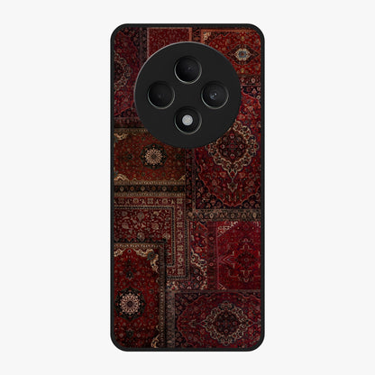 Persian Velvet Tale Glass Case showing flat back view with luxurious Persian velvet pattern artwork and glossy glass finish.