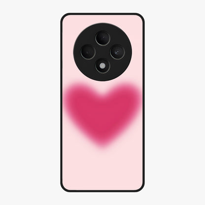 Pink Aura Heart Glass Case showing flat back view with glowing heart artwork and glossy glass finish.