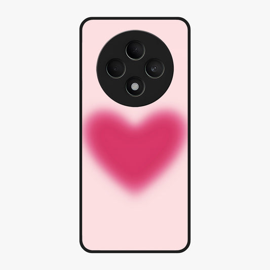 Pink Aura Heart Glass Case showing flat back view with glowing heart artwork and glossy glass finish.