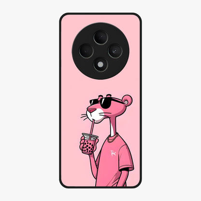 Pink Panther Glass Case showing flat back view with iconic pink panther artwork and glossy glass finish.
