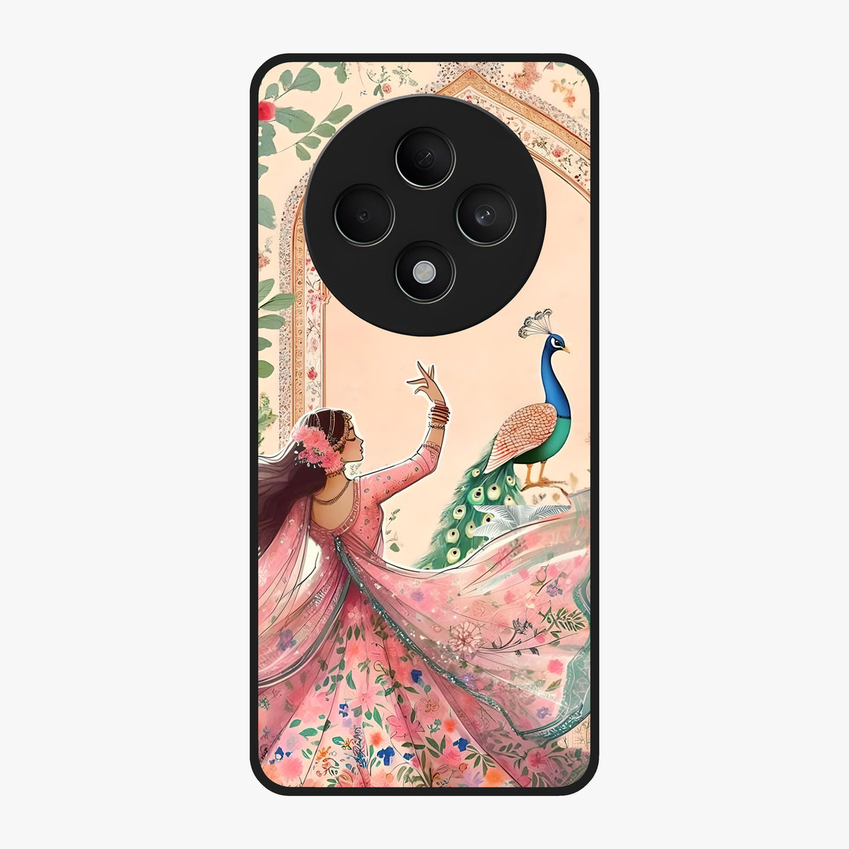 Royal Grace Muse Glass Case showing flat back view with elegant artistic artwork and glossy glass finish.