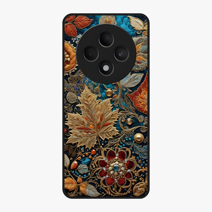Royal Jewel Garden Glass Case showing flat back view with decorative floral garden artwork and glossy glass finish.
