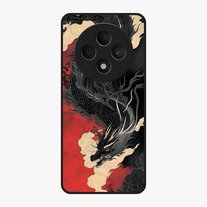 Shadow Dragon Fury Glass Case showing flat back view with fierce dragon artwork and glossy glass finish.