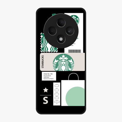 Starbucks Mocha Glass Case showing flat back view with coffee inspired artwork and glossy glass finish.