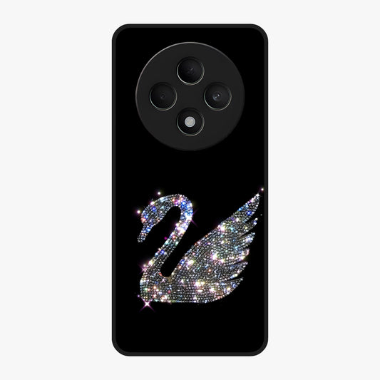 Starlit Swan Grace Glass Case showing flat back view with graceful swan artwork under starry sky and glossy glass finish.