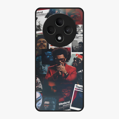 The Weeknd Glass Case showing flat back view with music inspired artistic portrait artwork and glossy glass finish.