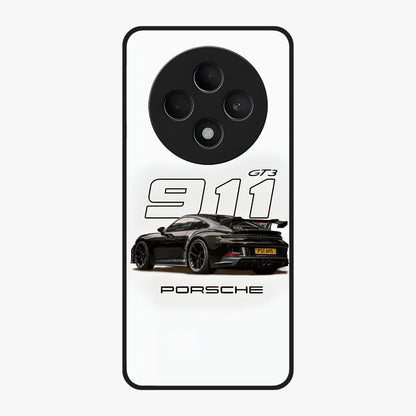 Turbo Legacy Icon Glass Case showing flat back view with iconic sports car inspired artwork and glossy glass finish.