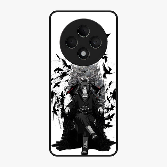 Uchiha Shadow Throne Glass Case showing flat back view with cosmic underwater themed artwork and glossy glass finish.