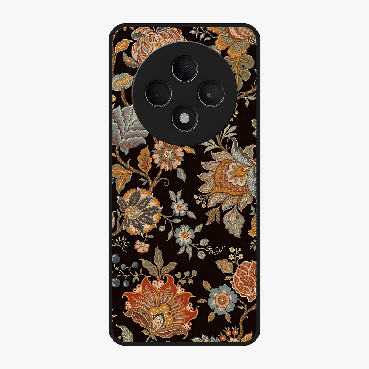 Vintage Floral Dream Glass Case showing flat back view with classic floral artwork and glossy glass finish.