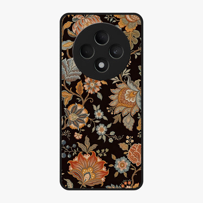 Vintage Floral Dream Glass Case showing flat back view with classic floral artwork and glossy glass finish.