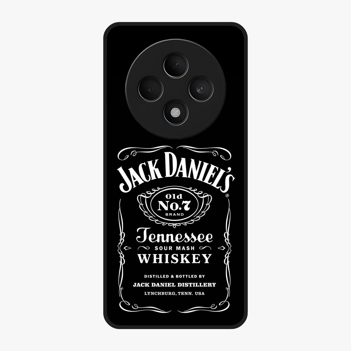 Vintage Whiskey Heritage Glass Case showing flat back view with classic whiskey inspired artwork and glossy glass finish.