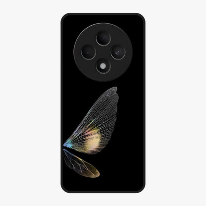Whispers Of Wings Glass Case showing flat back view with graceful wing inspired artwork and glossy glass finish.