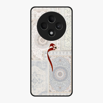 White Aesthetic Bow Glass Case showing flat back view with minimal bow artwork and glossy glass finish.