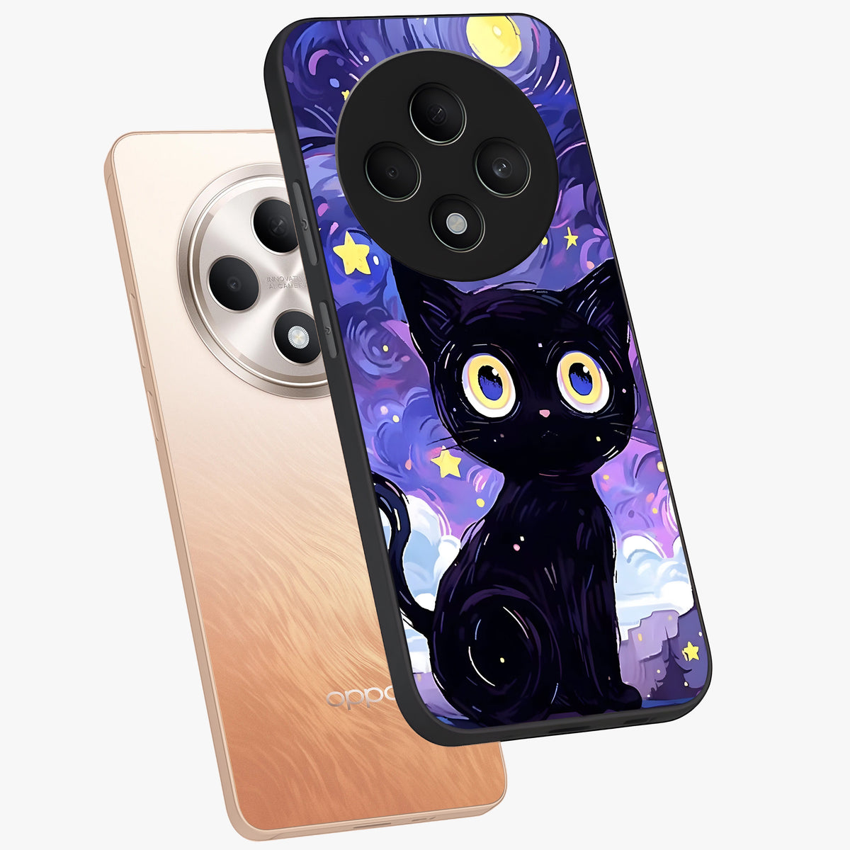 Abstract Cat Art Glass Case displayed in angled mockup highlighting modern abstract cat artwork and sleek glass surface.