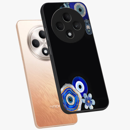 Aesthetic Blue Evil Eye Glass Case displayed in angled mockup highlighting blue evil eye symbol and spiritual aesthetic design.