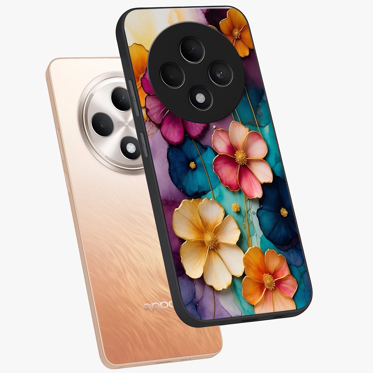 Artlyn Grace Flower Pattern Glass Case displayed in angled mockup highlighting delicate flower pattern design and smooth glass surface.
