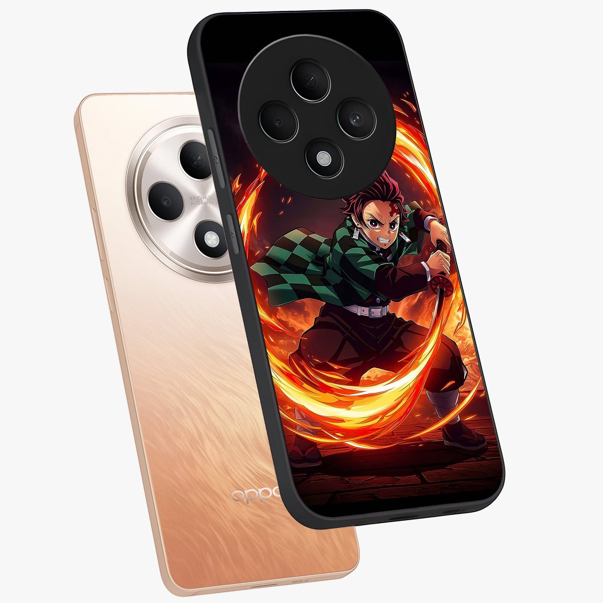 Blazing Sword Resolve Glass Case displayed in angled mockup highlighting powerful sword illustration and bold fantasy theme.