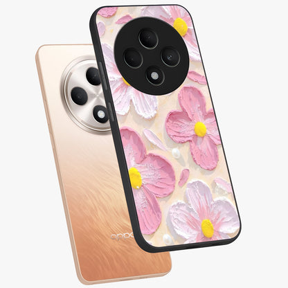 Blush Bloom Texture Glass Case displayed in angled mockup highlighting subtle bloom pattern with aesthetic pastel design.