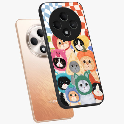 Cats in Fruits Glass Case displayed in angled mockup highlighting cute feline fruit design with colorful aesthetic style.