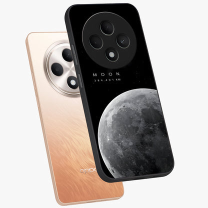 Cosmic Moon Glow Glass Case displayed in angled mockup highlighting celestial moon design with cosmic aesthetic theme.