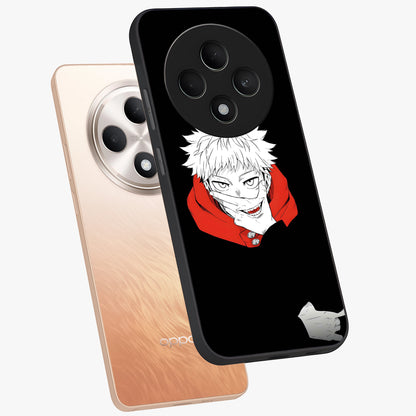 Crimson Chaos Smile Glass Case displayed in angled mockup highlighting edgy crimson smile design with graphic aesthetic.