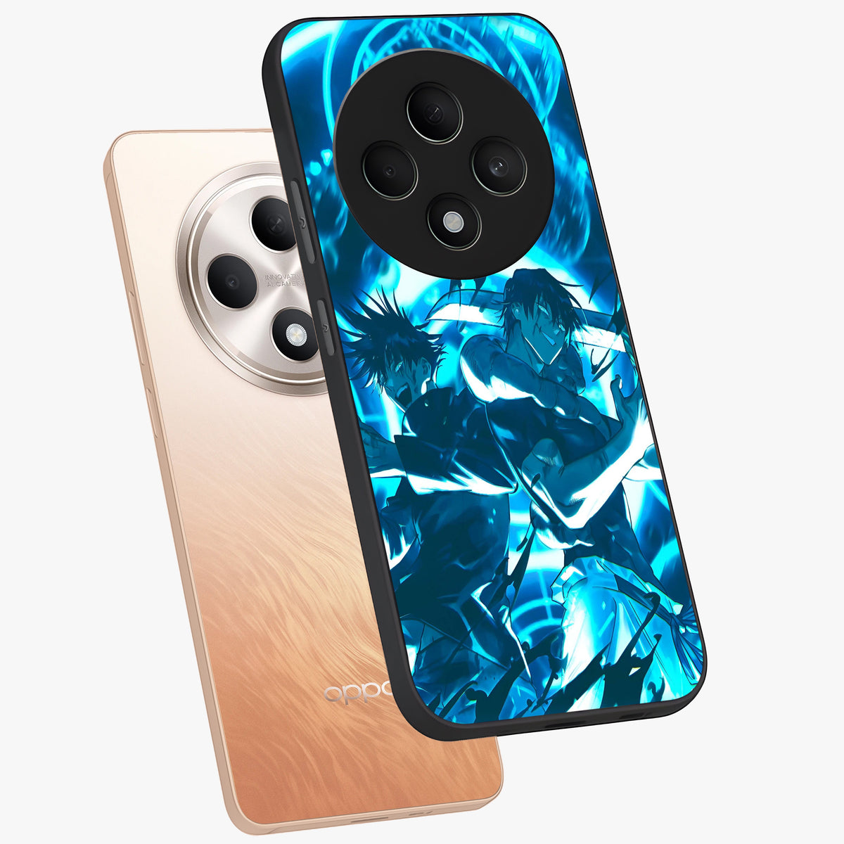 Cursed Energy Clash Glass Case displayed in angled mockup highlighting powerful battle inspired graphic with anime style aesthetic.