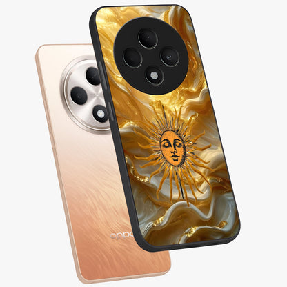 Eternal Golden Glow Glass Case displayed in angled mockup highlighting glowing golden aesthetic design with elegant style.