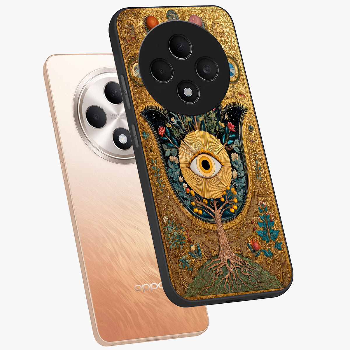 Ethereal Evil Eye Glass Case displayed in angled mockup highlighting protective evil eye symbol with spiritual aesthetic design.